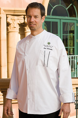 Picture of Chef Works - SILS-WET - Amalfi Signature Series White Chef Coat w Black Piping